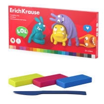 Пластилин классический ErichKrause Jolly Friends 24 цвета со стеком, 432 г (в коробке 24 шт)