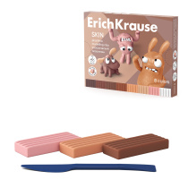 Пластилин классический ErichKrause Jolly Friends Skin 8 цветов со стеком, 144 г (в коробке 8 шт)