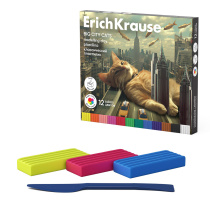 Пластилин классический ErichKrause Big City Cats 12 цветов со стеком, 180 г (в коробке 12 шт)
