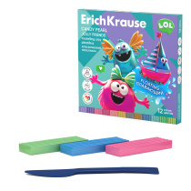 Пластилин классический плавающий ErichKrause Jolly Friends Candy Pearl 12 цветов со стеком, 216 г (в коробке 12 шт)