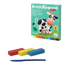 Пластилин мягкий ErichKrause Baby на растительной основе с Алоэ Вера 10 цветов со стеком, 200 г (в коробке 10 шт)