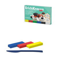 Пластилин мягкий восковой ErichKrause Baby 6 цветов со стеком, 78 г (в коробке 6 шт)