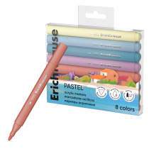 Цветные маркеры акриловые ErichKrause Art Spirit Pastel c пулевидным наконечником 8 цветов (в ПЭТ-боксе  с европодвесом 8 шт)