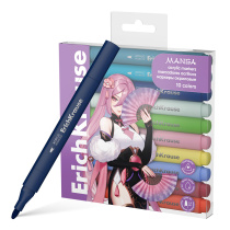 Цветные маркеры акриловые ErichKrause Manga c пулевидным наконечником 10 цветов (в ПЭТ-боксе с европодвесом 10 шт)
