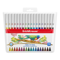 Фломастеры Erichkrause Washable 18 цветов (в футляре с европодвесом 18 шт)