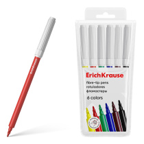 Фломастеры ErichKrause 6 цветов (в футляре с европодвесом 6 шт)