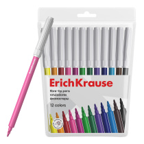 Фломастеры ErichKrause 12 цветов (в футляре с европодвесом 12 шт)