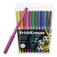 Фломастеры ErichKrause Sport DNA, 12 цветов (в футляре с европодвесом 12 шт)