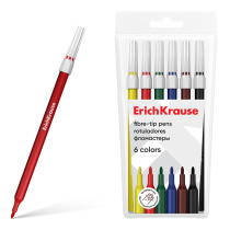 Фломастеры ErichKrause light 6 цветов (в футляре с европодвесом 6 шт)