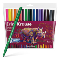 Фломастеры ErichKrause Safari Ultra Washable 18 цветов (в футляре с европодвесом 18 шт)