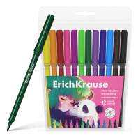 Фломастеры ErichKrause Panda Hugs, 12 цветов (в футляре с европодвесом 12 шт)
