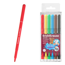 Фломастеры ErichKrause Safari Ultra Washable 6 цветов (в футляре с европодвесом 6 шт)