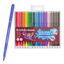 Фломастеры ErichKrause Safari Ultra Washable 18 цветов (в футляре с европодвесом 18 шт)