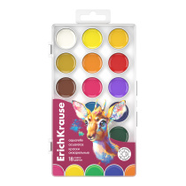 Краски акварельные ErichKrause Сафари с УФ защитой яркости 18 цветов (в пластиковой коробке с европодвесом)