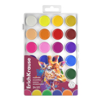 Краски акварельные ErichKrause Сафари с УФ защитой яркости 24 цвета (в пластиковой коробке с европодвесом)
