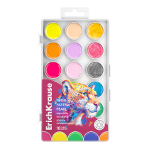 Краски акварельные ErichKrause Сафари Неон+Пастель+Перламутр с УФ защитой яркости 18 цветов (в пластиковой коробке с европодвесом)