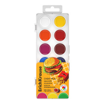 Краски акварельные ErichKrause Культ еды 12 цветов (в пластиковой коробке с европодвесом)