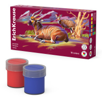 Гуашь ErichKrause Safari с УФ защитой яркости 18 цветов по 20 мл (в коробке 18 шт)