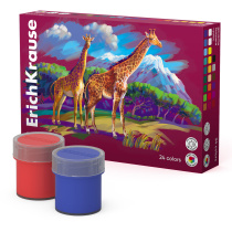 Гуашь ErichKrause Safari с УФ защитой яркости 24 цвета по 20 мл (в коробке 24 шт)