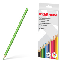 Цветные карандаши пластиковые ErichKrause шестигранные 12 цветов (в коробке с европодвесом 12 шт)