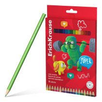 Цветные карандаши деревянные ErichKrause Jolly Friends шестигранные, грифель 3 мм, 18 цветов (в коробке с европодвесом 18 шт)