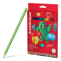 Цветные карандаши деревянные ErichKrause Jolly Friends шестигранные, грифель 3 мм, 18 цветов (в коробке с европодвесом 18 шт)