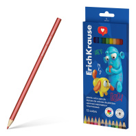 Цветные карандаши пластиковые ErichKrause Jolly Friends шестигранные, грифель 3 мм, 12 цветов (в коробке с европодвесом 12 шт)
