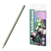 Цветные карандаши деревянные ErichKrause Manga круглые, грифель 4 мм, 12 цветов (в ПЭТ-боксе с европодвесом 12 шт)