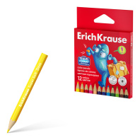 Цветные карандаши деревянные ErichKrause Jolly Friends мини шестигранные, грифель 3 мм, 12 цветов (в коробке с европодвесом 12 шт)