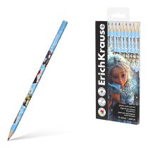 Цветные карандаши пластиковые ErichKrause Magic Pet трехгранные, грифель 3 мм, 12 цветов (в ПЭТ-боксе с европодвесом 12 шт)