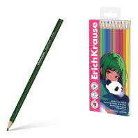 Цветные карандаши пластиковые ErichKrause Panda Hugs трехгранные, грифель 3 мм, 12 цветов (в ПЭТ-боксе с европодвесом 12 шт)