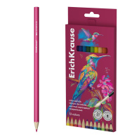 Акварельные карандаши деревянные ErichKrause Safari шестигранные, грифель 3,3 мм, 12 цветов с кисточкой (в коробке с европодвесом 12 шт)