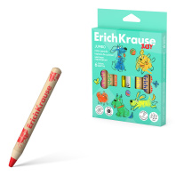 Цветные карандаши деревянные ErichKrause Baby Jumbo утолщенные круглые, грифель 8 мм, 6 цветов c точилкой  (в коробке с европодвесом 6 шт)