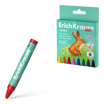 Восковые мелки ErichKrause Baby Jumbo утолщенные круглые, 11 мм, 8 цветов (в коробке с европодвесом 8 шт)