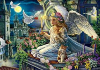Холст с красками 40х50 см по номерам.(24цв) Ночной ангел ( Арт. ХК-7982)|РЫ|ХК-7982
