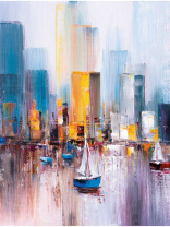 Холст с красками 30х40 см по номерам (в коробке) (30 цв.) Корабли (Арт. Х-8556)|РЫ|Х-8556