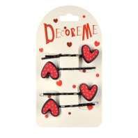 Набор заколок для волос "Decore me. Сердечки" 4шт., 5см, 1 вид