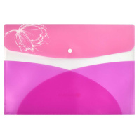 Конверт на кнопке  с рисунком А4 (325*235мм) "Цветок на розовом" два наруж. кармана