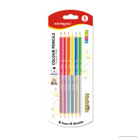 Карандаши цвет. двусторонние 6шт/12цв  KEYROAD 6цв. неоновых + 6цв. металлик