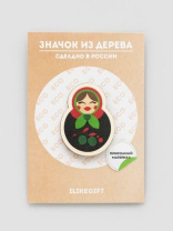 Значок из дерева 35мм "Матрёшка"