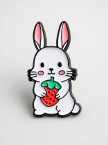 Значок металлический 35мм "Hare strawberry"