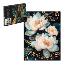 Картина по номерам на холсте с поталью 30*40см "Золотые лотосы" черный холст