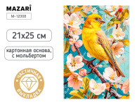 Алмазная мозаика с мольбертом ПТИЦА, 21х25см, 1 дизайн, частичная выкладка, ОПП-упаковка.|ДА|M-12308