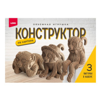 Набор конструкторов 3D из картона 3шт  "Обезьянки"