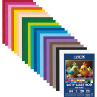 Набор цветного фетра А4 20л. 20цв., "Яркие цвета" 1мм, мягкий