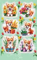 Наклейки детские 15*9см "Корги" Наклейки детские 15*9см "Корги"