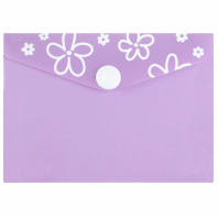 Конверт на кнопке  с рисунком 105*74мм "Сиреневые цветочки"