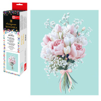 Мозаика алмазная по номерам на холсте (в рулоне) 20*25см "Весенний букет"