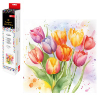 Мозаика алмазная по номерам на холсте (в рулоне) 30*30см "Акварельные тюльпаны"