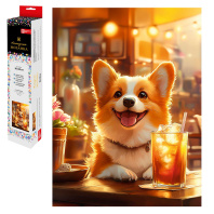 Мозаика алмазная по номерам на холсте (в рулоне) 30*40см "Корги с лимонадом"